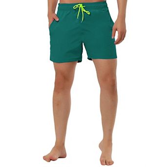 Men's Summer Holiday Mesh Lining Drawstring Waist Solid Board Shorts