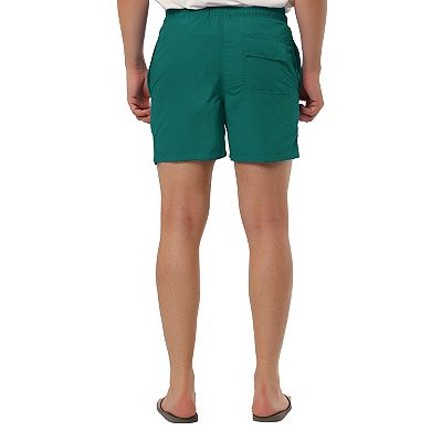 Men's Summer Holiday Mesh Lining Drawstring Waist Solid Board Shorts