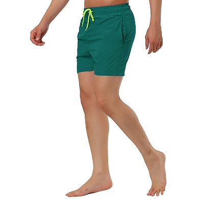 Men's Summer Holiday Mesh Lining Drawstring Waist Solid Board Shorts