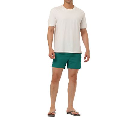 Men's Summer Holiday Mesh Lining Drawstring Waist Solid Board Shorts