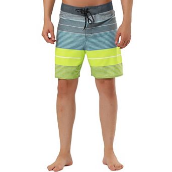 Men's Summer Casual Drawstring Waist Color Block Board Shorts