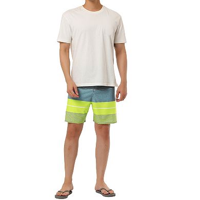 Men's Summer Casual Drawstring Waist Color Block Board Shorts