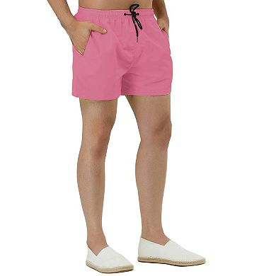 Men's Summer Lightweight Solid Color Mesh Lining Beach Swim Shorts