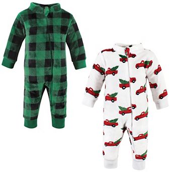 Hudson Baby Unisex Baby Plush Jumpsuits, Christmas Tree Truck