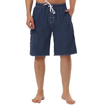 Men's Casual Holiday Solid Color Drawstring Waist Beach Board Shorts