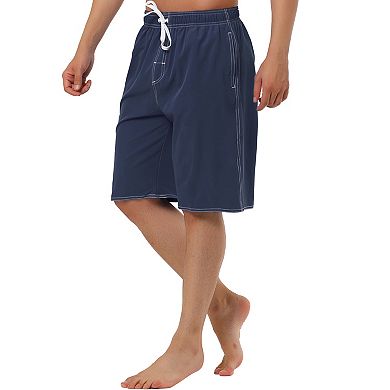 Men's Casual Holiday Solid Color Drawstring Waist Beach Board Shorts