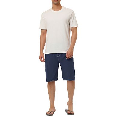 Men's Casual Holiday Solid Color Drawstring Waist Beach Board Shorts