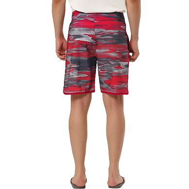 Men's Summer Lightweight Drawstring Waist Contrast Color Printed Swimwear Shorts