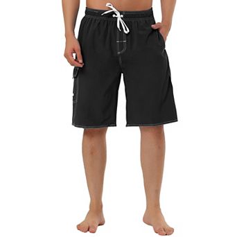Men's Casual Holiday Solid Color Elastic Waistband Beach Board Shorts