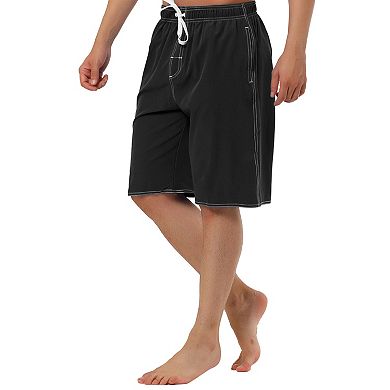 Men's Casual Holiday Solid Color Elastic Waistband Beach Board Shorts