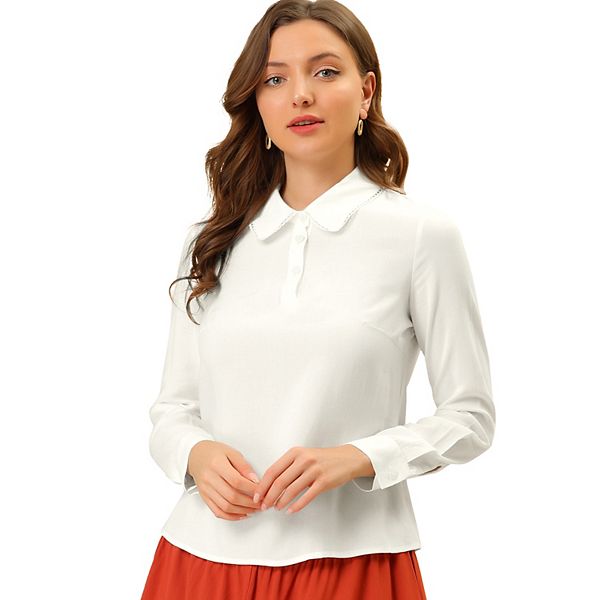 Women's Peter Pan Collar Top Elegant Button Blouse Work Shirt