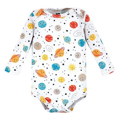 Hudson Baby Unisex Baby Cotton Long-Sleeve Bodysuits, Happy Planets 7-Pack