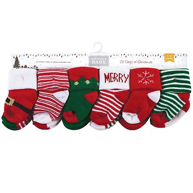 Hudson Baby Unisex Baby Cotton Rich Newborn and Terry Socks, 12 Days Christmas