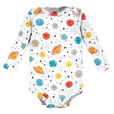 Hudson Baby Unisex Baby Cotton Long-Sleeve Bodysuits, Happy Planets 3-Pack