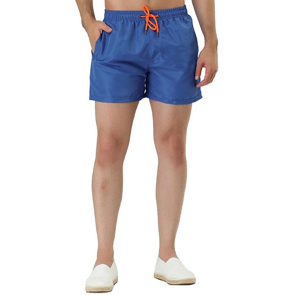 Men's Summer Lightweight Elastic Waistband Mesh Lining Solid Swim Shorts