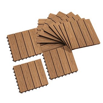 12"x 12" Wood-plastic Composite 11 pc Quick Interlocking Flooring & Patio Deck