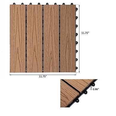 12"x 12" Wood-plastic Composite 11pcs Quick Interlocking Flooring & Patio Deck