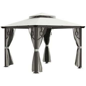 Outsunny 10ft Patio Gazebo, Mesh Netting, 2 tier Canopy