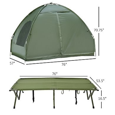 Portable Camping Cot Tent with Air Mattress, Pump, Bedspread