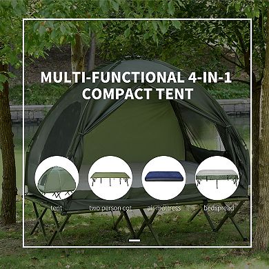 Portable Camping Cot Tent with Air Mattress, Pump, Bedspread