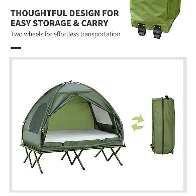 Portable Camping Cot Tent with Air Mattress, Pump, Bedspread