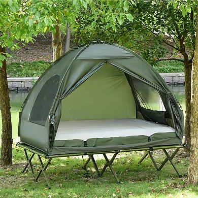 Portable Camping Cot Tent with Air Mattress, Pump, Bedspread