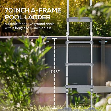 Outsunny 70" Above Ground Swimming Pool Ladder, A Frame Entry Stairs