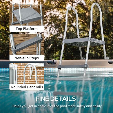 Outsunny 70" Above Ground Swimming Pool Ladder, A Frame Entry Stairs