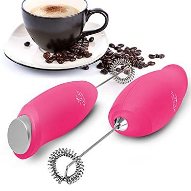 Zulay Kitchen Premium One-Touch Milk Frother for Coffee - Easy-Use Frother Handheld Foam Maker