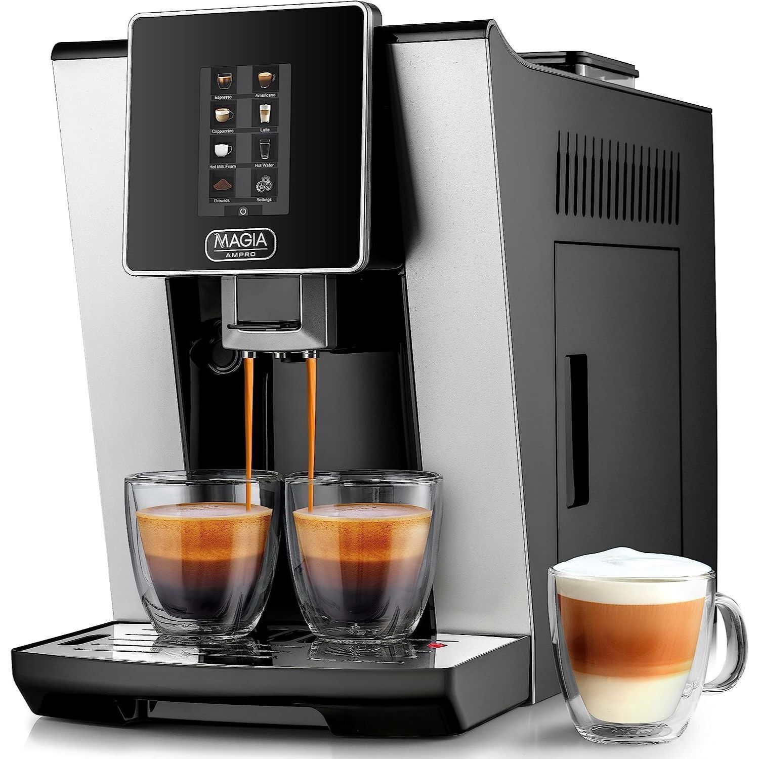 Coffee Machine, Gourmia 8-in-1 One-Touch Espresso, Cappuccino, Latte &  Americano Maker with Automatic Frothing