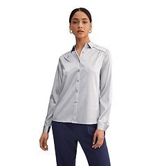 LilySilk Women's Silk Blouse 100% 22MM Silk Button-Down Shirt Long