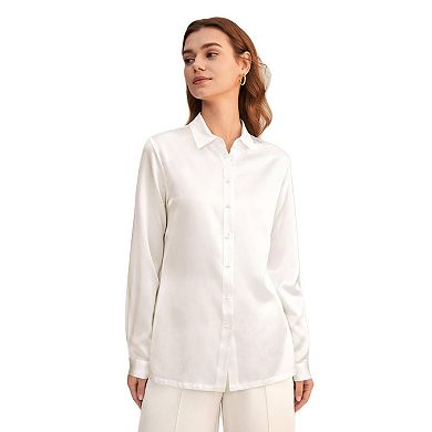 LILYSILK Women's Classic Pearl Button Silk Shirt