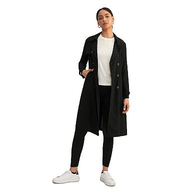 LILYSILK Women's Classic Double-Breasted Silk Trench Coat