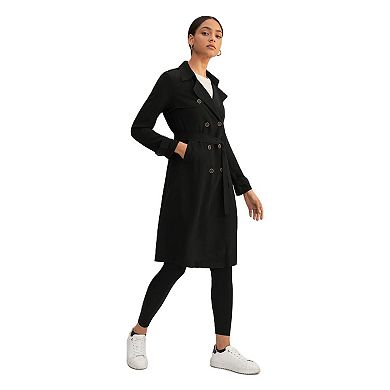 LILYSILK Women's Classic Double-Breasted Silk Trench Coat