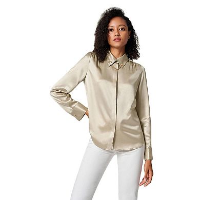 LILYSILK Women's Silk Blouse With Metal Chain