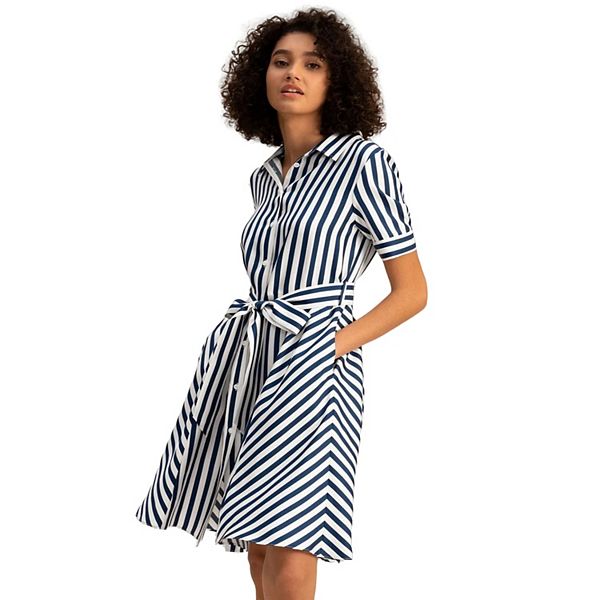 LILYSILK The Amalfi Stripe Silk Shirtdress with Belt for Women