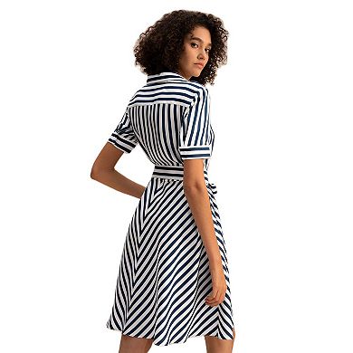 LILYSILK The Amalfi Stripe Silk Shirtdress with Belt for Women