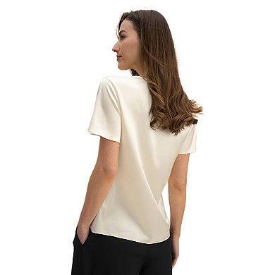LILYSILK Cowl Neck Short Sleeves Silk Shirt for Women