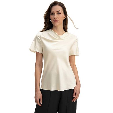 Lilysilk Cowl Neck Short Sleeves Silk T-shirt For Women