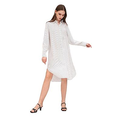 LILYSILK Pinstriped Freesia Silk Shirt Dress for Women