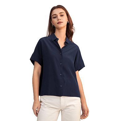 LILYSILK Casual Short Sleeves Loose Silk Shirt for Women