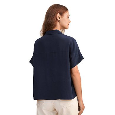 LILYSILK Casual Short Sleeves Loose Silk Shirt for Women