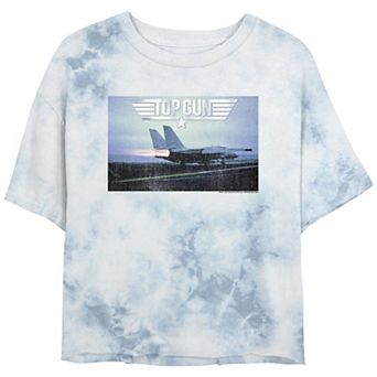 Juniors' Top Gun Logo Photo Crop Top Graphic Tee