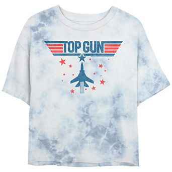 Juniors' Top Gun Red White Blue Crop Top Graphic Tee