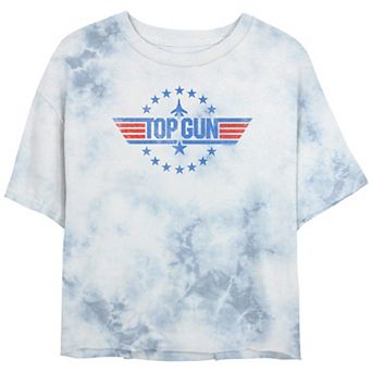 Juniors' Top Gun Round Logo Crop Top Graphic Tee