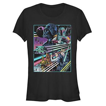 Juniors' Star Wars Neon Rebel Alliance Poster Fitted Tee