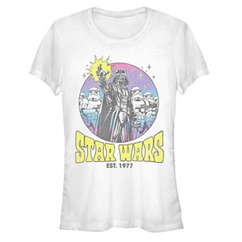 Juniors' Star Wars Darth Vadar Storm Troopers Color Circle Fitted Tee