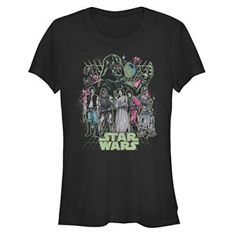 Juniors' Star Wars Neon Poster Fitted Tee