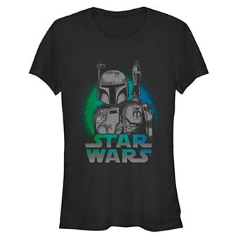 Juniors' Star Wars Fett Spray Fitted Tee