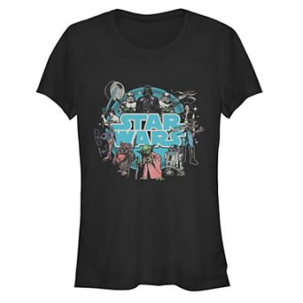 Juniors' Star Wars Return of the Jedi Characters Logo Fitted Tee